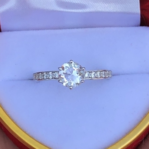 NHẪN BẠC SV925 KẾT HỢP ĐÁ WHITE QUARTZ TỰ NHIÊN