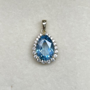 MẶT DÂY CHUYỀN KẾT HỢP GIỮA VÀNG 10KYG VÀ ĐÁ QUÝ TOPAZ
