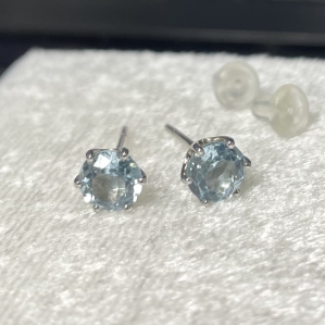 Hoa tai Bạc SV925 kết hợp đá Topaz 5.5mm