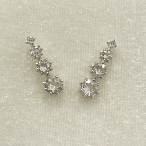 Hoa tai Bạc SV925 Kết hợp đá White Quartz 2.0mm--->5.0mm