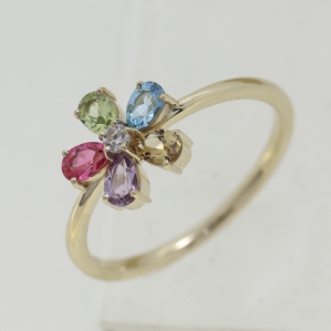 NHẪN VÀNG 10K KẾT HỢP NHIỀU MÀU ĐÁ QUÝ TỰ NHIÊN