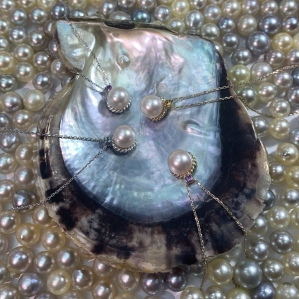 DÂY CHUYỀN VÀNG 10K NGỌC TRAI 7.5-8.0MM KẾT HỢP ĐÁ CITRINE TỰ NHIÊN