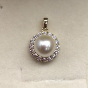 MẶT DÂY CHUYỀN NGỌC TRAI KẾT HỢP VÀNG 10KYG