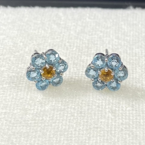 Hoa tai Bạc SV925 kết hợp đá Topaz & Citrine