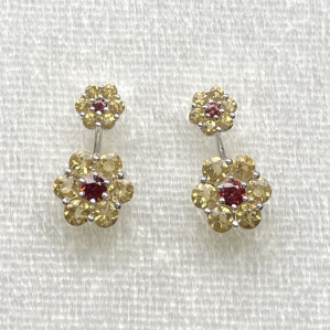 Hoa tai Bạc SV925 kết hợp đá Citrine & Garnet