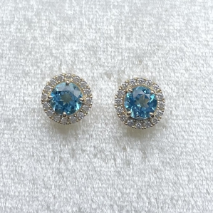 Hoa tai Vàng K10YG kết hợp đá Topaz 6.0mm