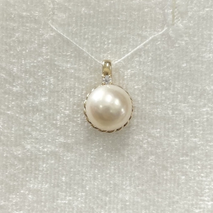 MẶT DÂY CHUYỀN NGỌC TRAI 8.0-8.5MM KẾT HỢP VÀNG 10K XINH