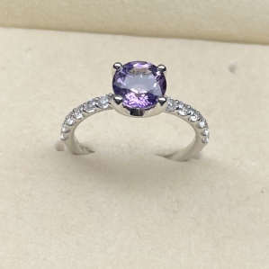 NHẪN BẠC SV 925 ĐÁ QUÝ AMETHYST ĐẬM CHẤT CÔ NÀNG THUỶ CHUNG